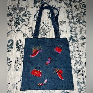 Embroidered Denim Tote Bag